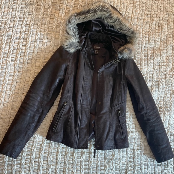 Danier brown leather jacket, 3XS, XXS - Picture 1 of 10